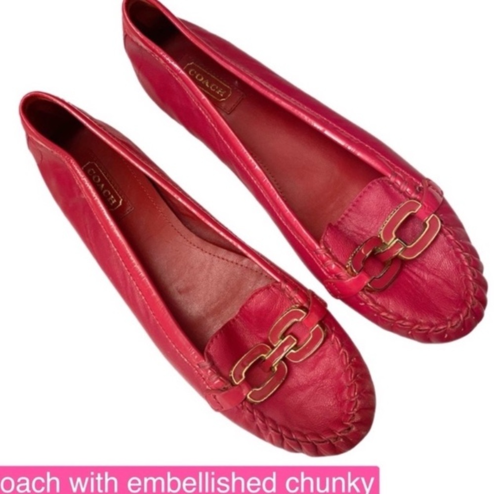 Coach Slip On Ballerina Flats Shoes Trimmed in Patent Leather - 8